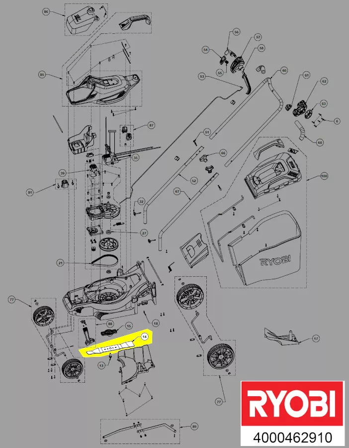 lame tondeuse 33cm RAC434 réf. 5132004516 Ryobi
